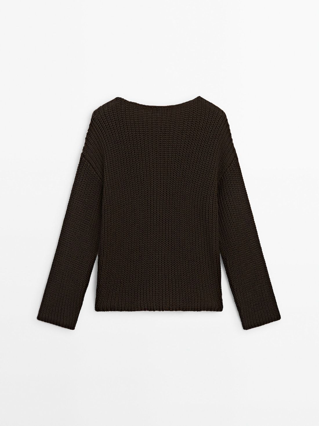 Massimo Dutti Crew Neck Knit Women Sweater Dark Brown | US-RE9872345