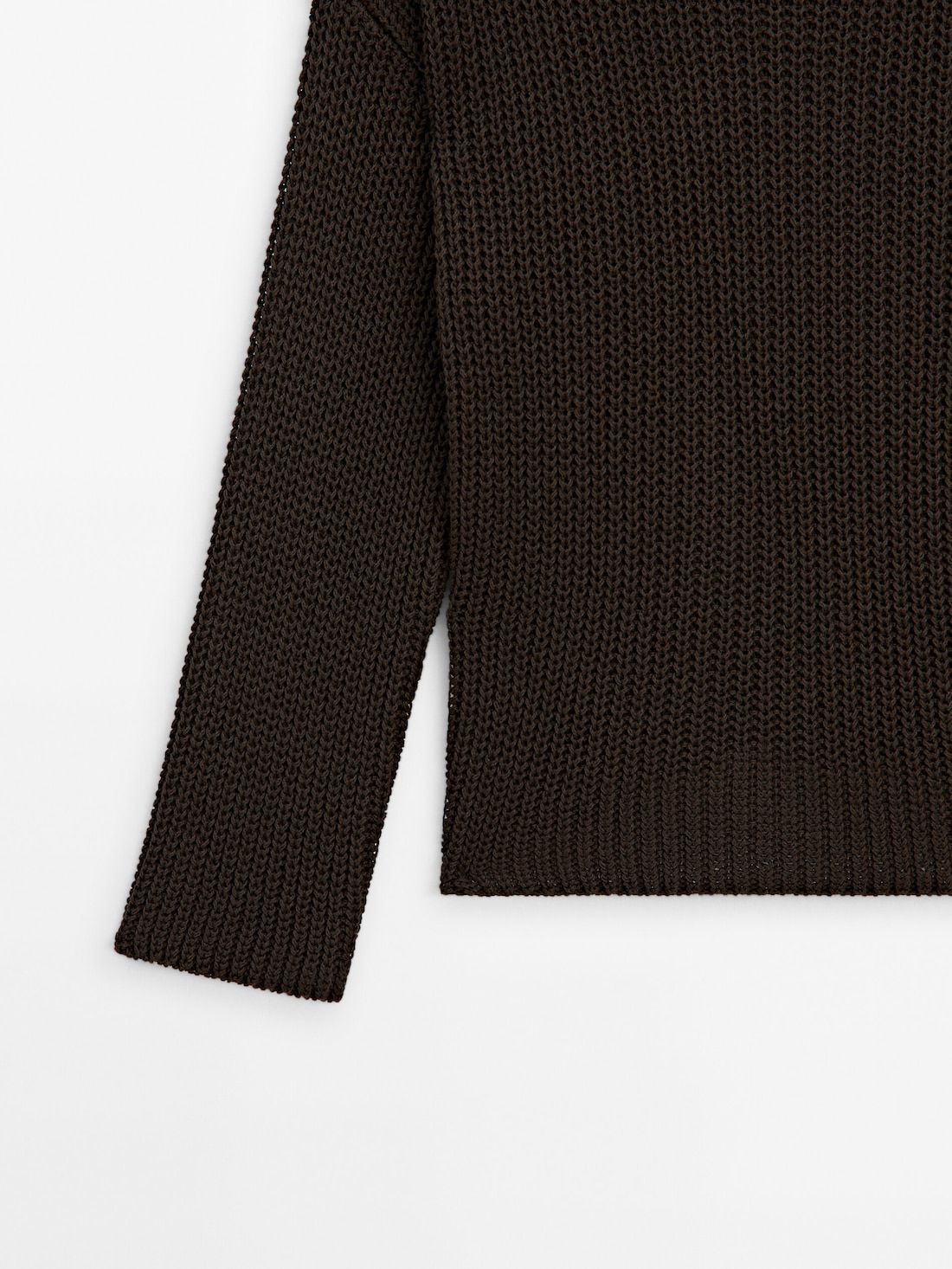Massimo Dutti Crew Neck Knit Women Sweater Dark Brown | US-RE9872345