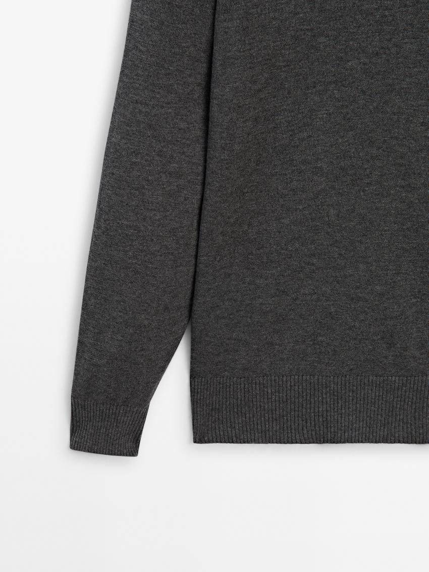 Massimo Dutti Crew Neck Knit Wool Men Sweater Dark Grey | US-OI2405817