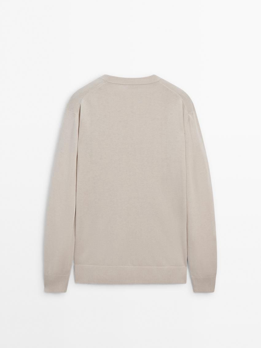 Massimo Dutti Crew Neck Knit Wool Men Sweater Beige | US-OB4517980