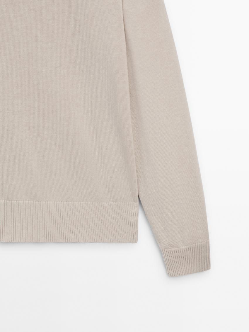 Massimo Dutti Crew Neck Knit Wool Men Sweater Beige | US-OB4517980