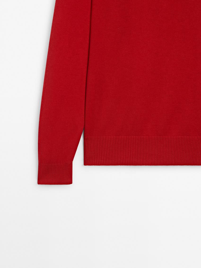 Massimo Dutti Crew Neck Knit Wool Men Sweater Red | US-RY9543627