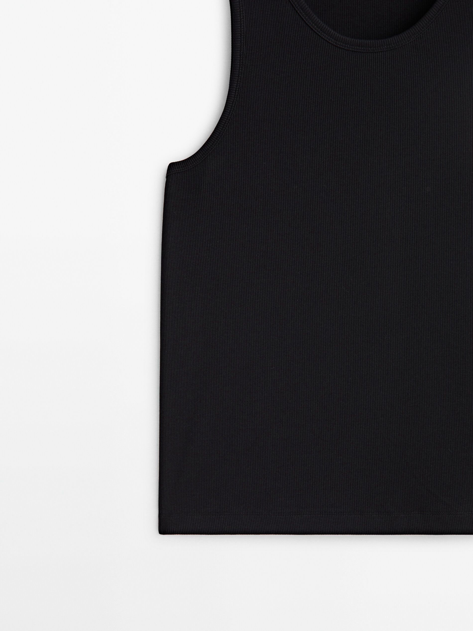 Massimo Dutti Crew Neck Tank Top Men T-Shirt Black | US-JU1430672