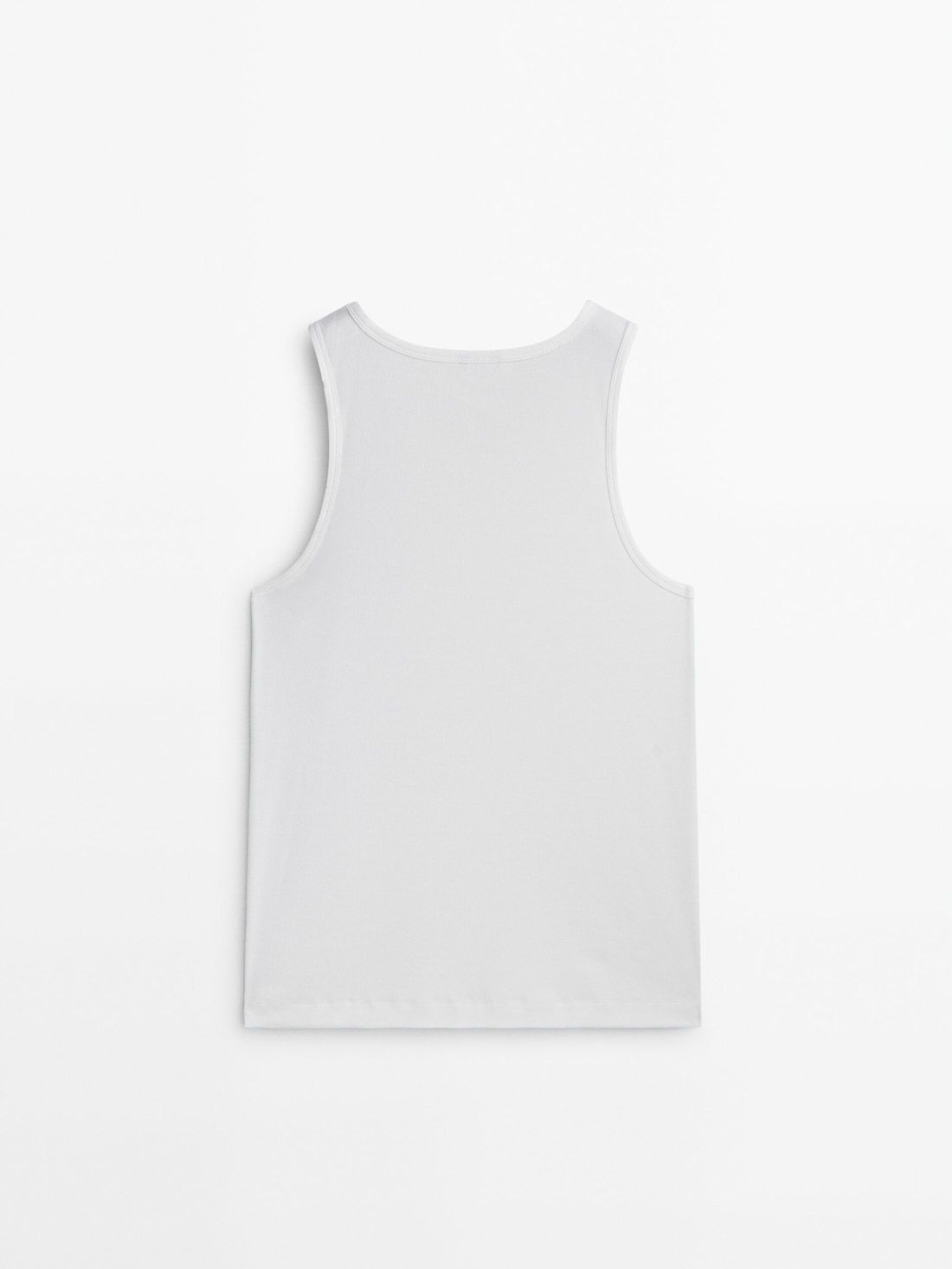 Massimo Dutti Crew Neck Tank Top Men T-Shirt White | US-ZH3618294
