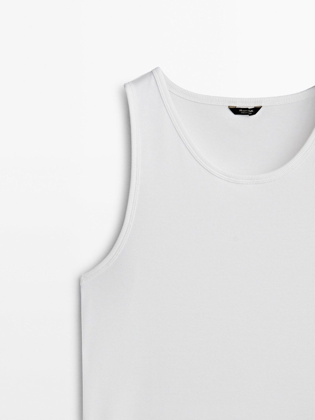 Massimo Dutti Crew Neck Tank Top Men T-Shirt White | US-ZH3618294