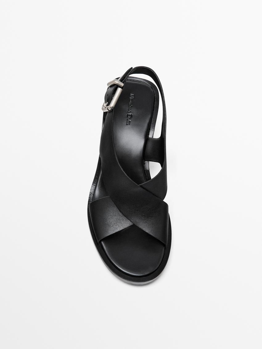 Massimo Dutti Criss-cross Straps Women Heeled Sandals Black | US-QR6593870