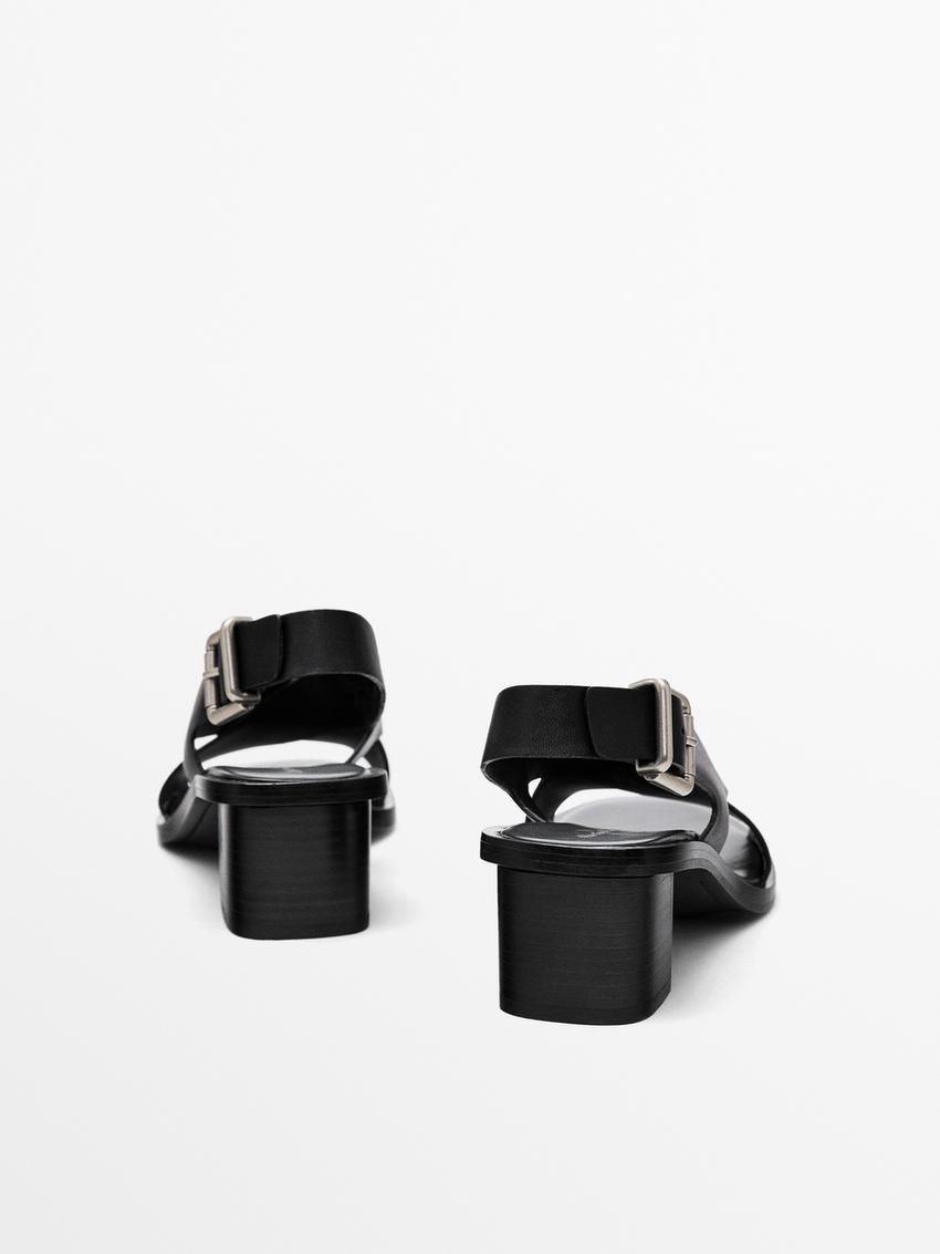 Massimo Dutti Criss-cross Straps Women Heeled Sandals Black | US-QR6593870