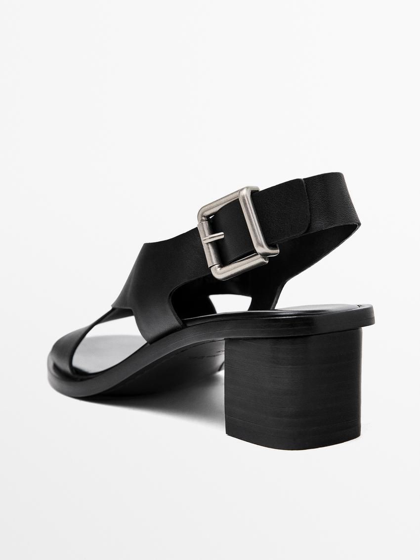 Massimo Dutti Criss-cross Straps Women Heeled Sandals Black | US-QR6593870