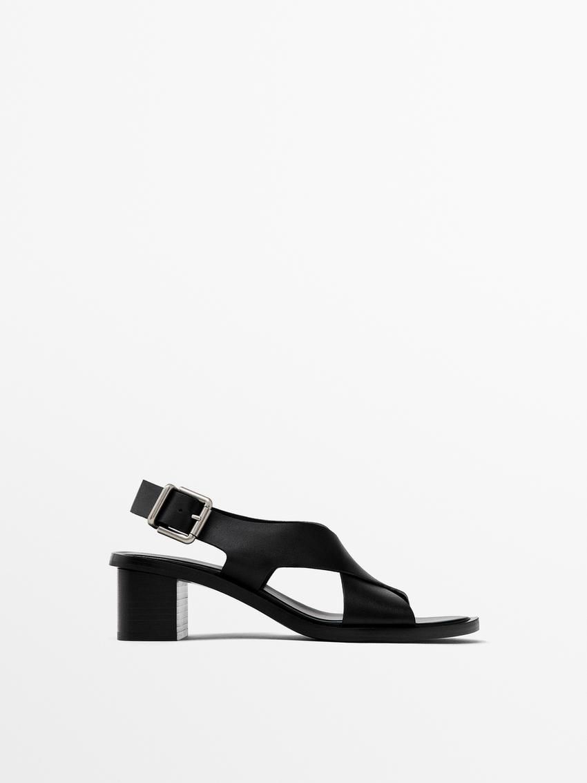 Massimo Dutti Criss-cross Straps Women Heeled Sandals Black | US-QR6593870