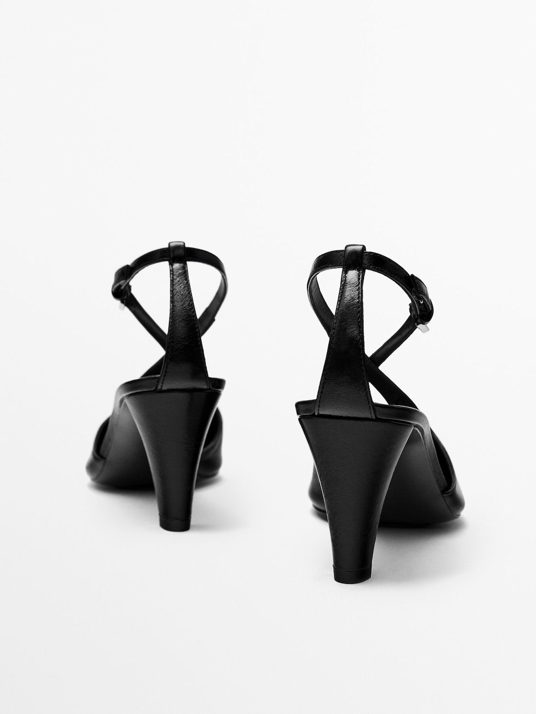 Massimo Dutti Criss-cross Straps Women Heels Black | US-IS9825047