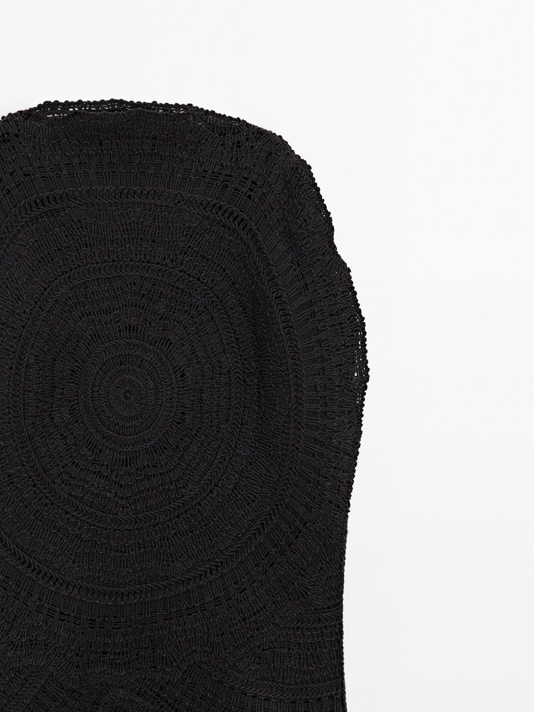 Massimo Dutti Crochet Midi With Embroidery Women Dress Black | US-QT3829657