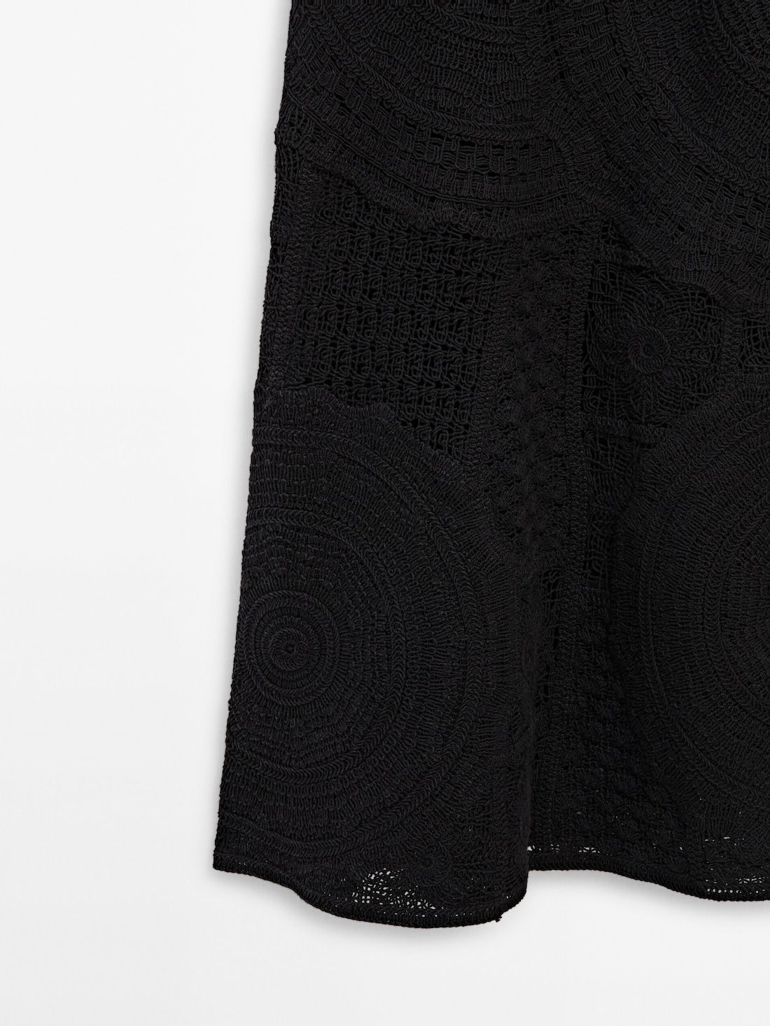 Massimo Dutti Crochet Midi With Embroidery Women Dress Black | US-QT3829657