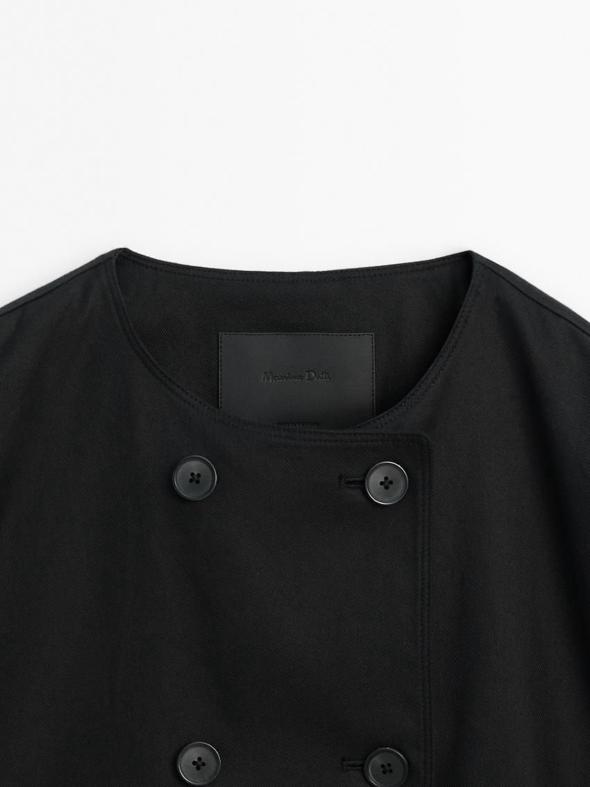 Massimo Dutti Cropped Double-breasted Cotton Women Jacket Black | US-CO6254918