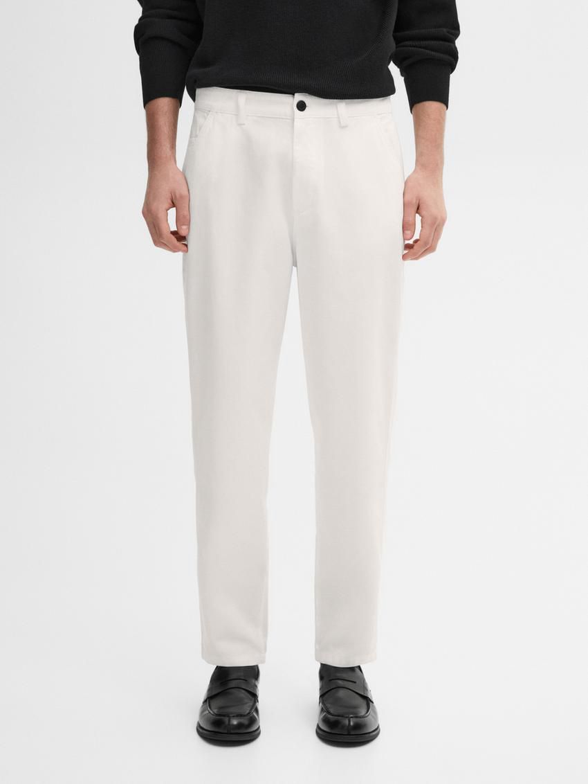 Massimo Dutti Cropped Fit Denim Men Trousers White | US-HC2971460