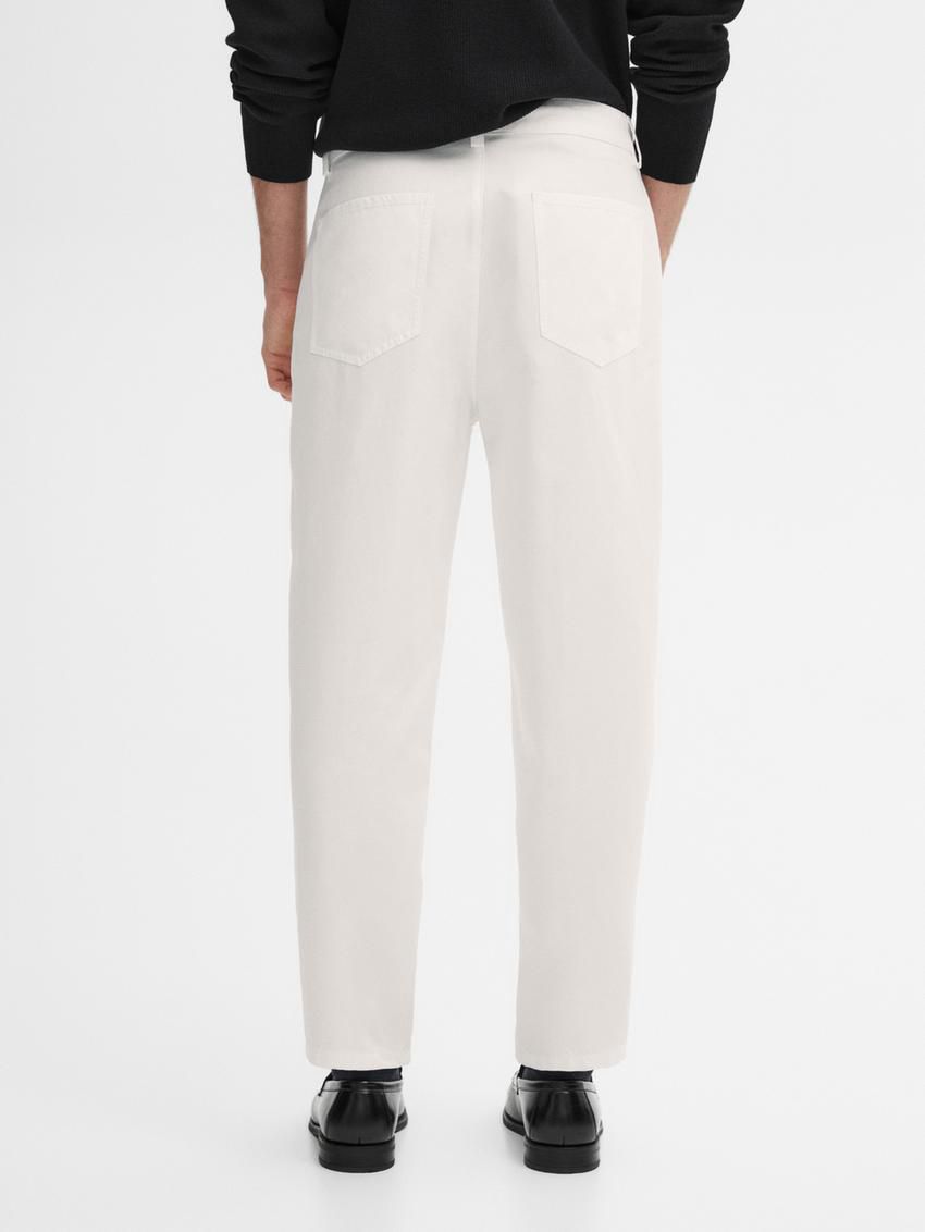 Massimo Dutti Cropped Fit Denim Men Trousers White | US-HC2971460