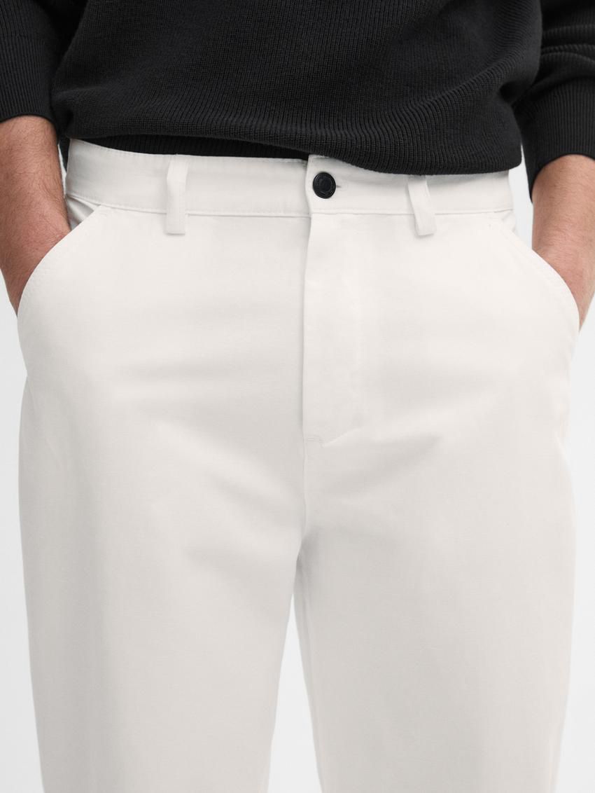 Massimo Dutti Cropped Fit Denim Men Trousers White | US-HC2971460