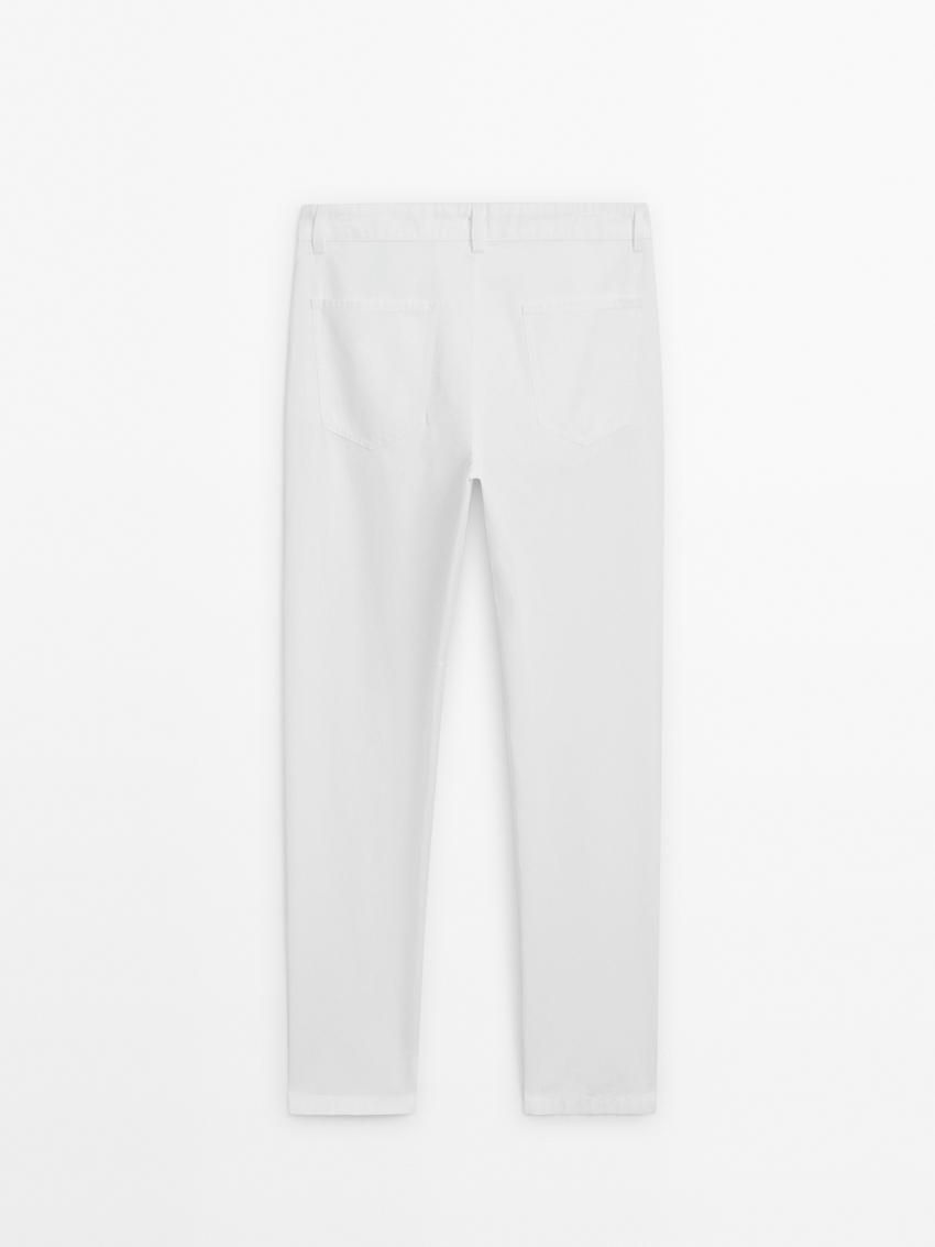 Massimo Dutti Cropped Fit Denim Men Trousers White | US-HC2971460