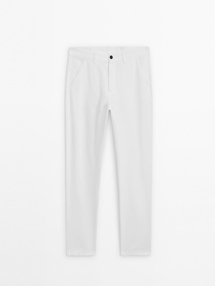 Massimo Dutti Cropped Fit Denim Men Trousers White | US-HC2971460