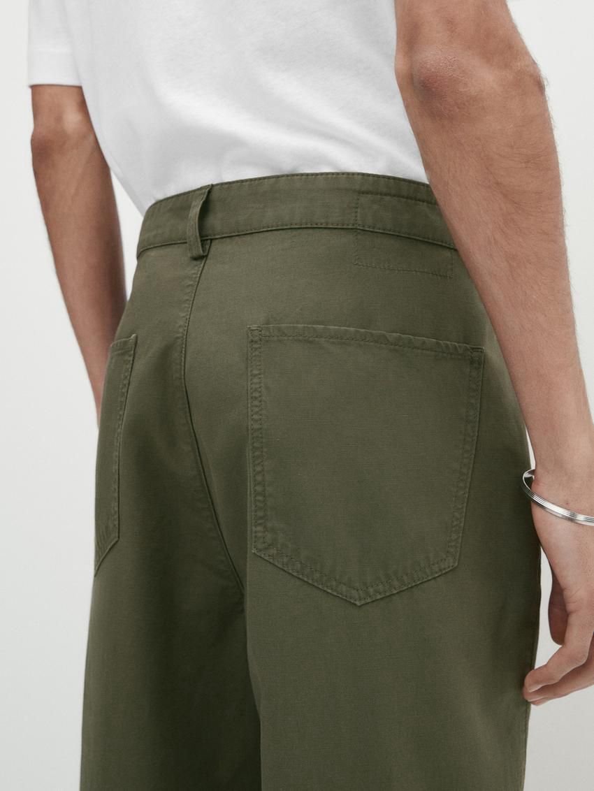 Massimo Dutti Cropped Fit Denim Men Trousers Khaki | US-OJ9710864