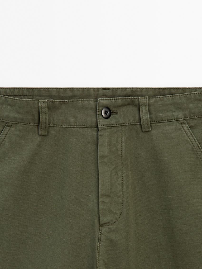Massimo Dutti Cropped Fit Denim Men Trousers Khaki | US-OJ9710864