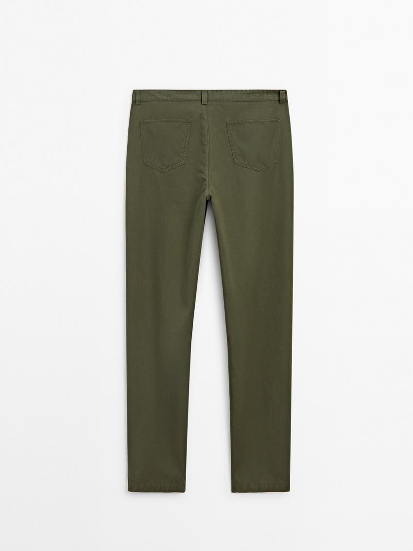 Massimo Dutti Cropped Fit Denim Men Trousers Khaki | US-OJ9710864