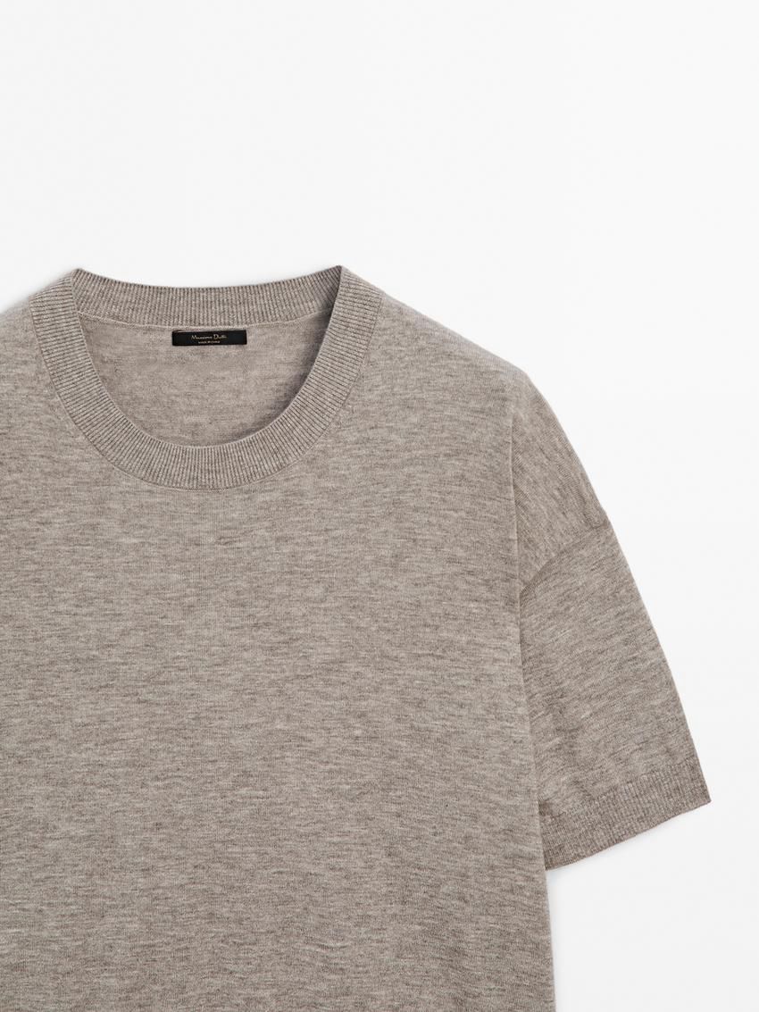 Massimo Dutti Cropped Knit Short Sleeve Women Sweater Grey | US-CM9738645