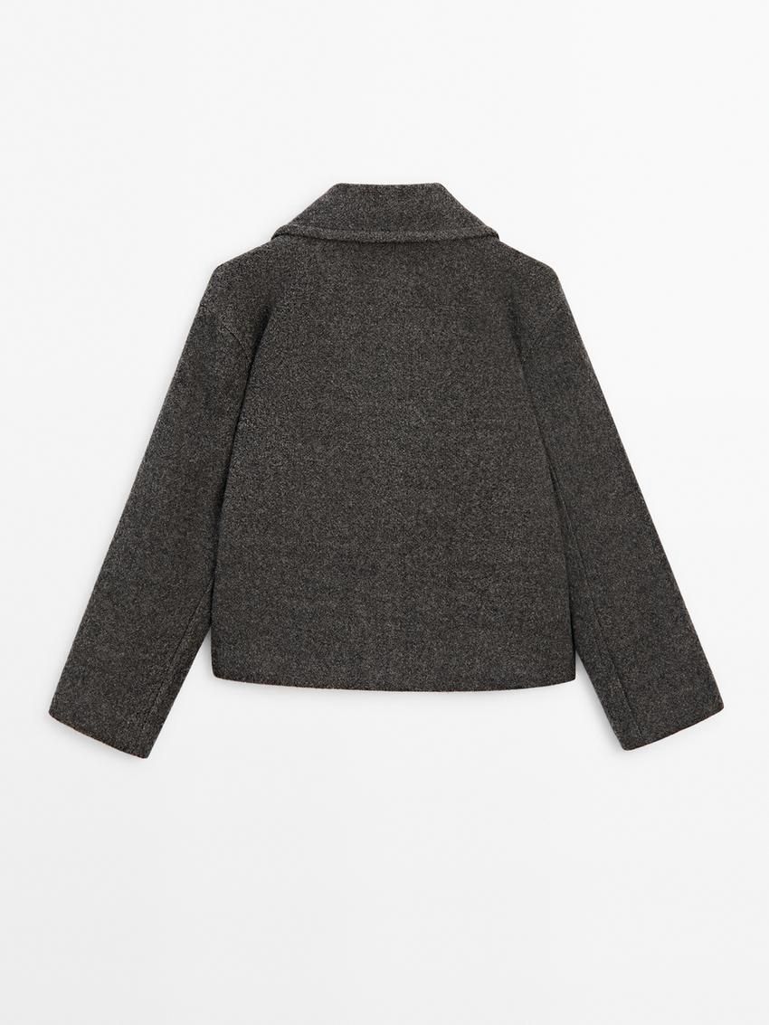 Massimo Dutti Cropped Melange Wool Women Jacket Dark Grey | US-XD3721809