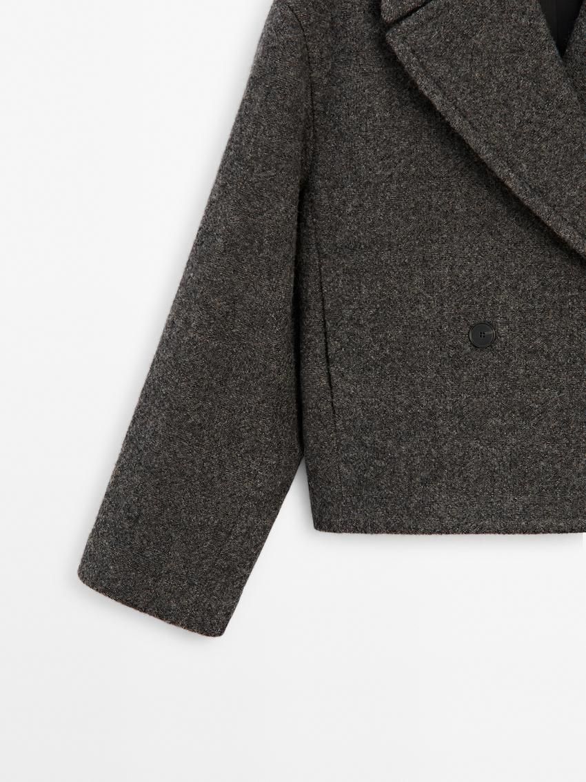 Massimo Dutti Cropped Melange Wool Women Jacket Dark Grey | US-XD3721809