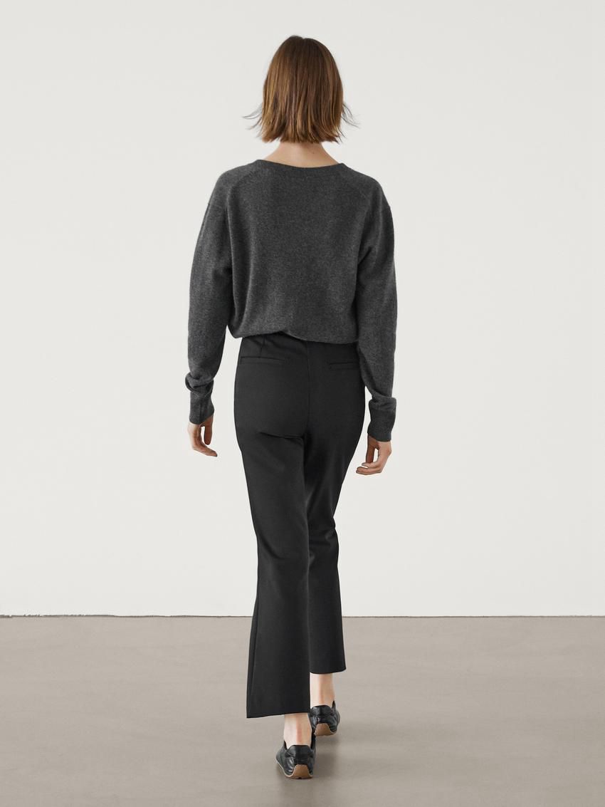 Massimo Dutti Cropped Skinny Flare Fit Women Trousers Black | US-FG0693854