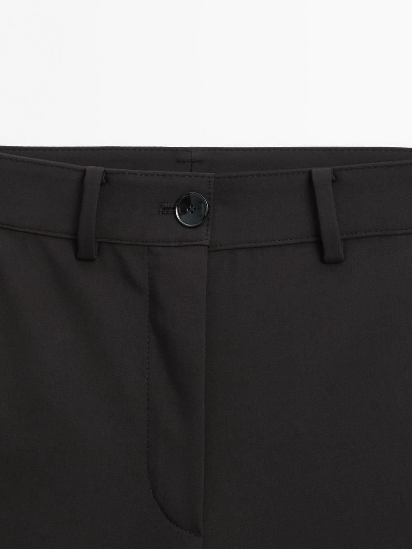 Massimo Dutti Cropped Skinny Flare Fit Women Trousers Black | US-FG0693854