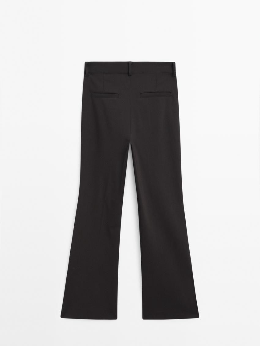 Massimo Dutti Cropped Skinny Flare Fit Women Trousers Black | US-FG0693854