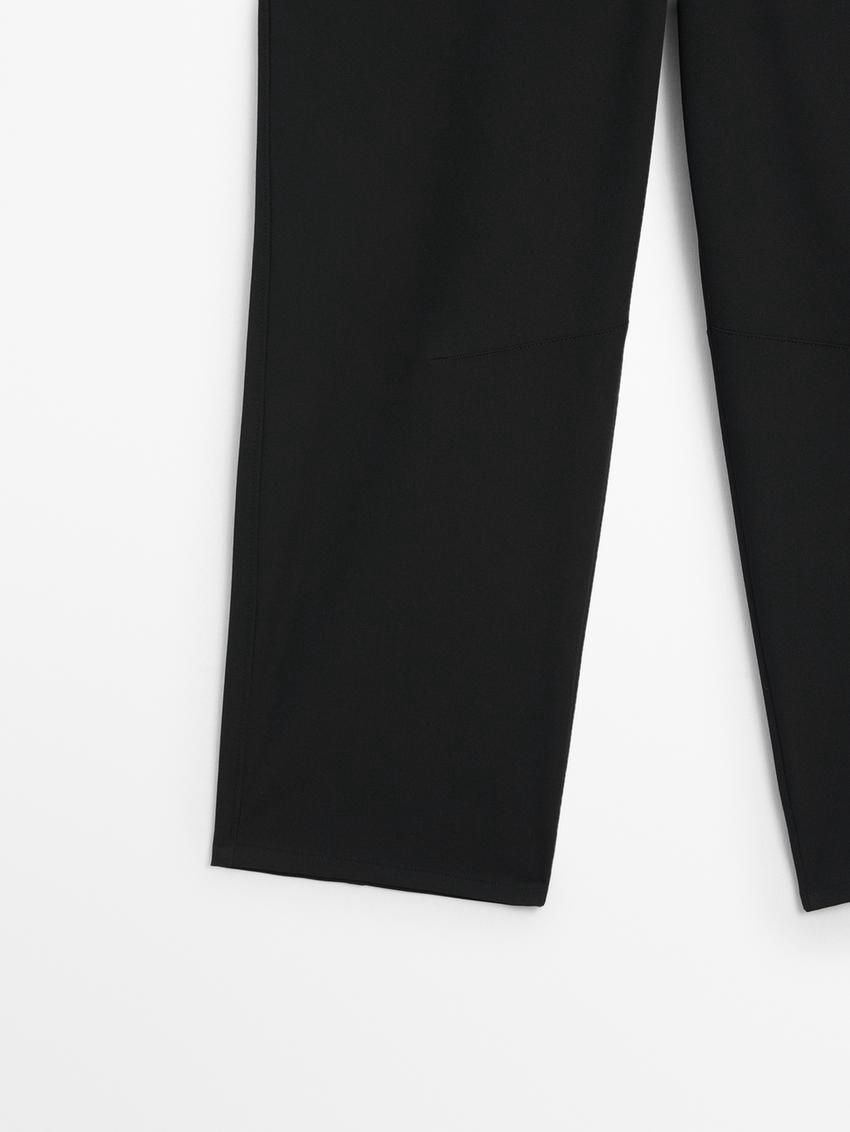 Massimo Dutti Cropped Technical Barrel Fit Women Trousers Black | US-HB5491308