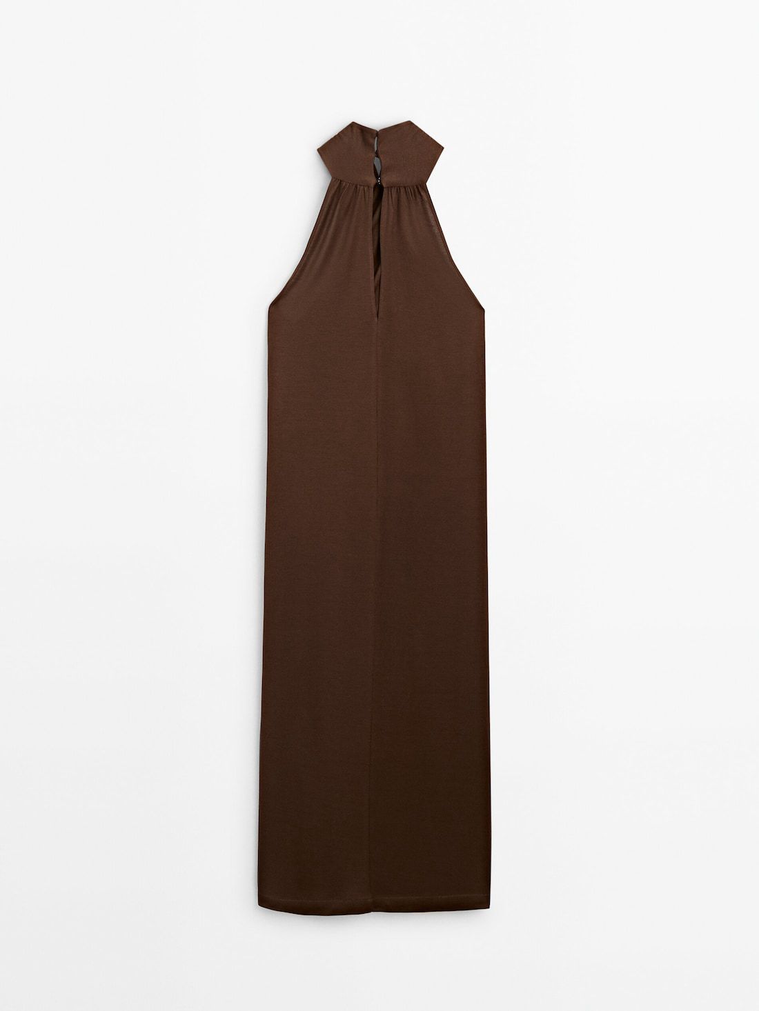 Massimo Dutti Crossover Halterneck Midi Women Dress Dark Brown | US-SO1976438