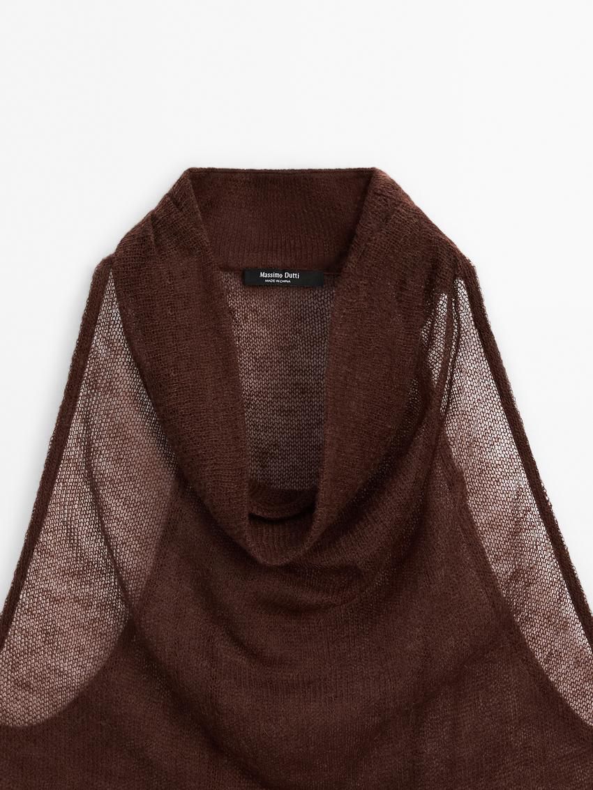 Massimo Dutti Cutwork Halter Women Top Brown | US-NQ2905431