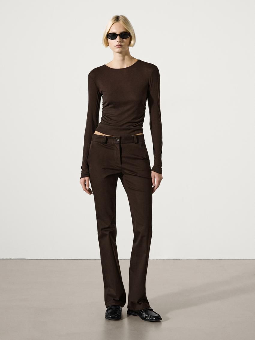 Massimo Dutti Cutwork In A Wool Blend Women T-Shirt Dark Brown | US-JH9045278