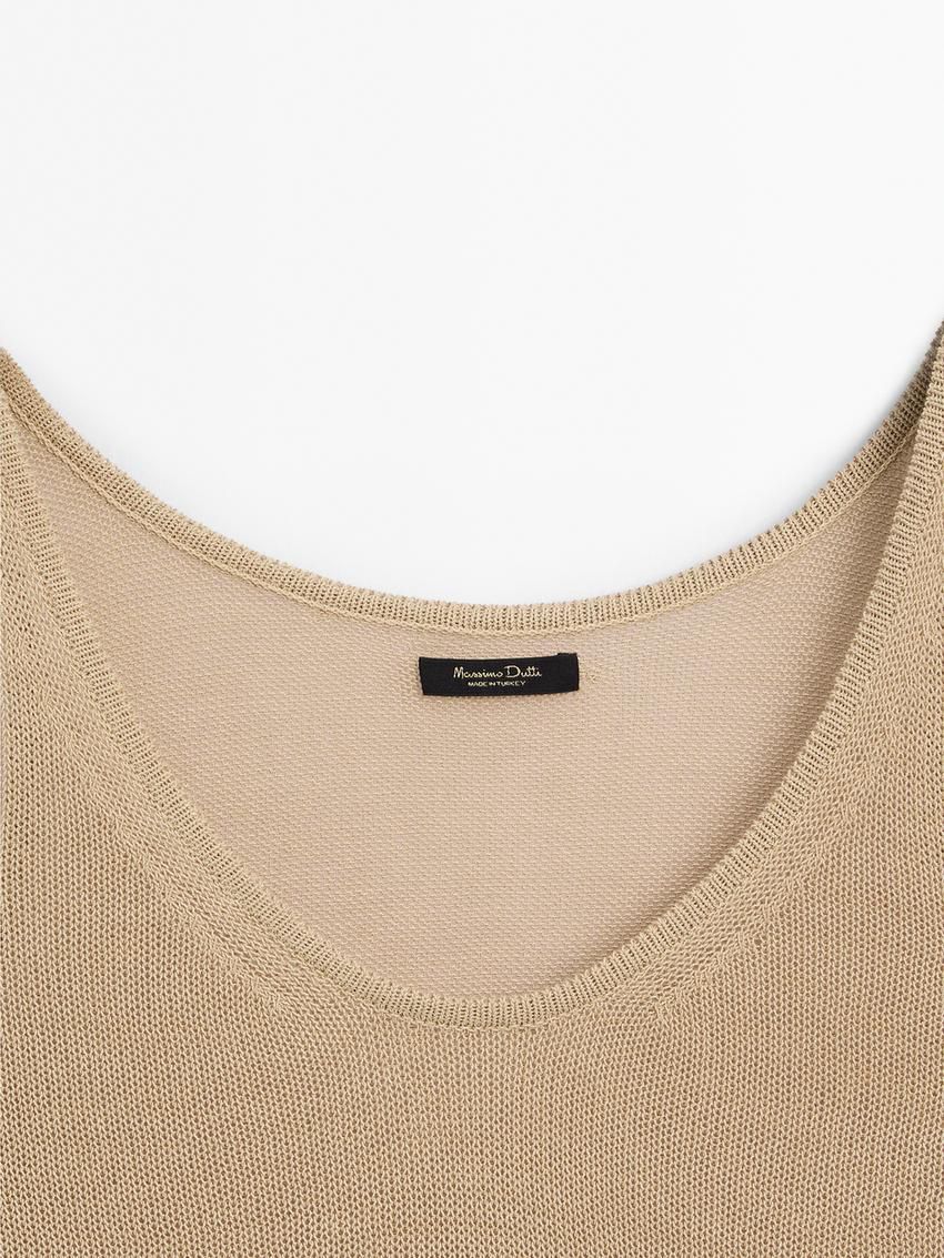 Massimo Dutti Cutwork Strappy Women Top Brown | US-DV3061872