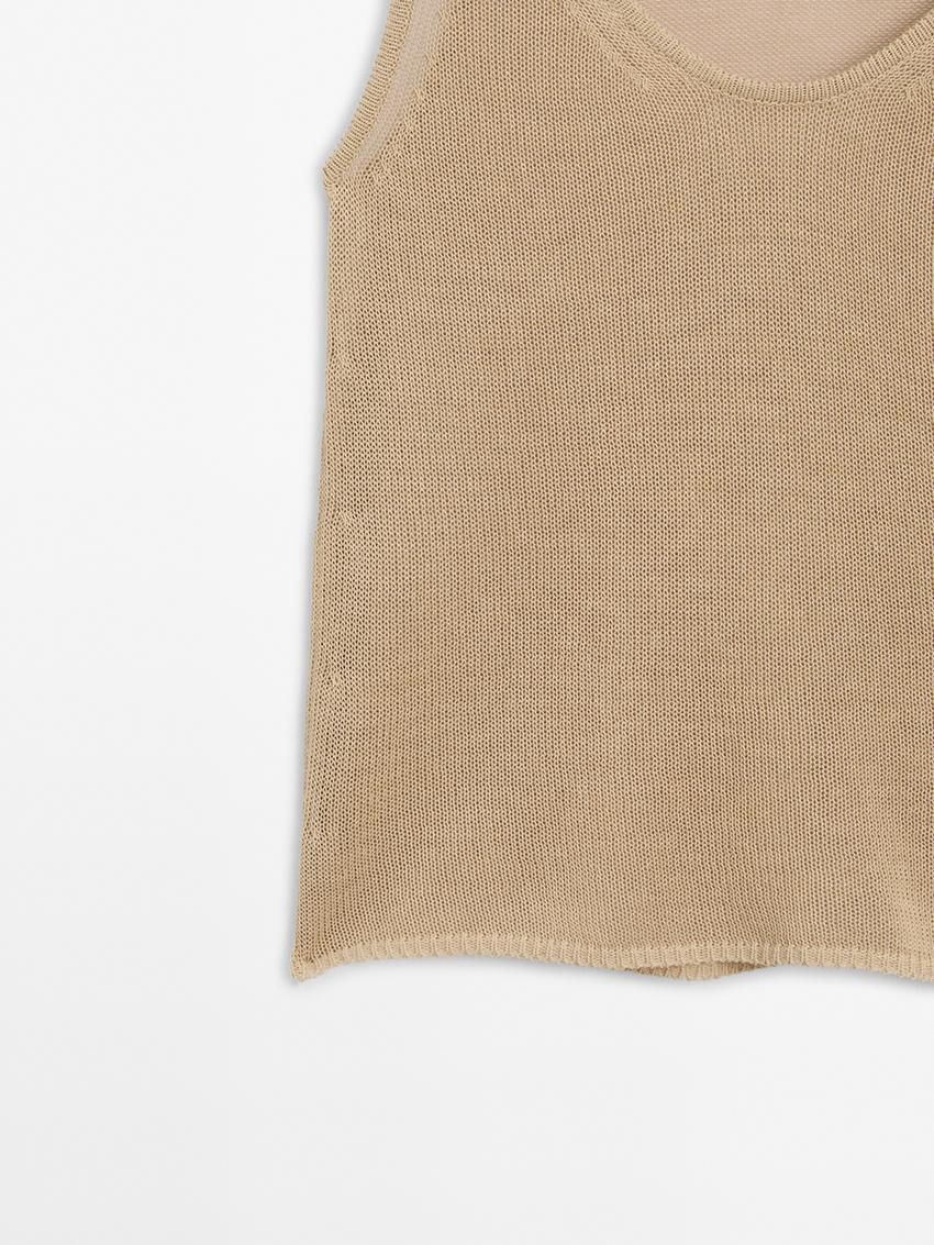 Massimo Dutti Cutwork Strappy Women Top Brown | US-DV3061872