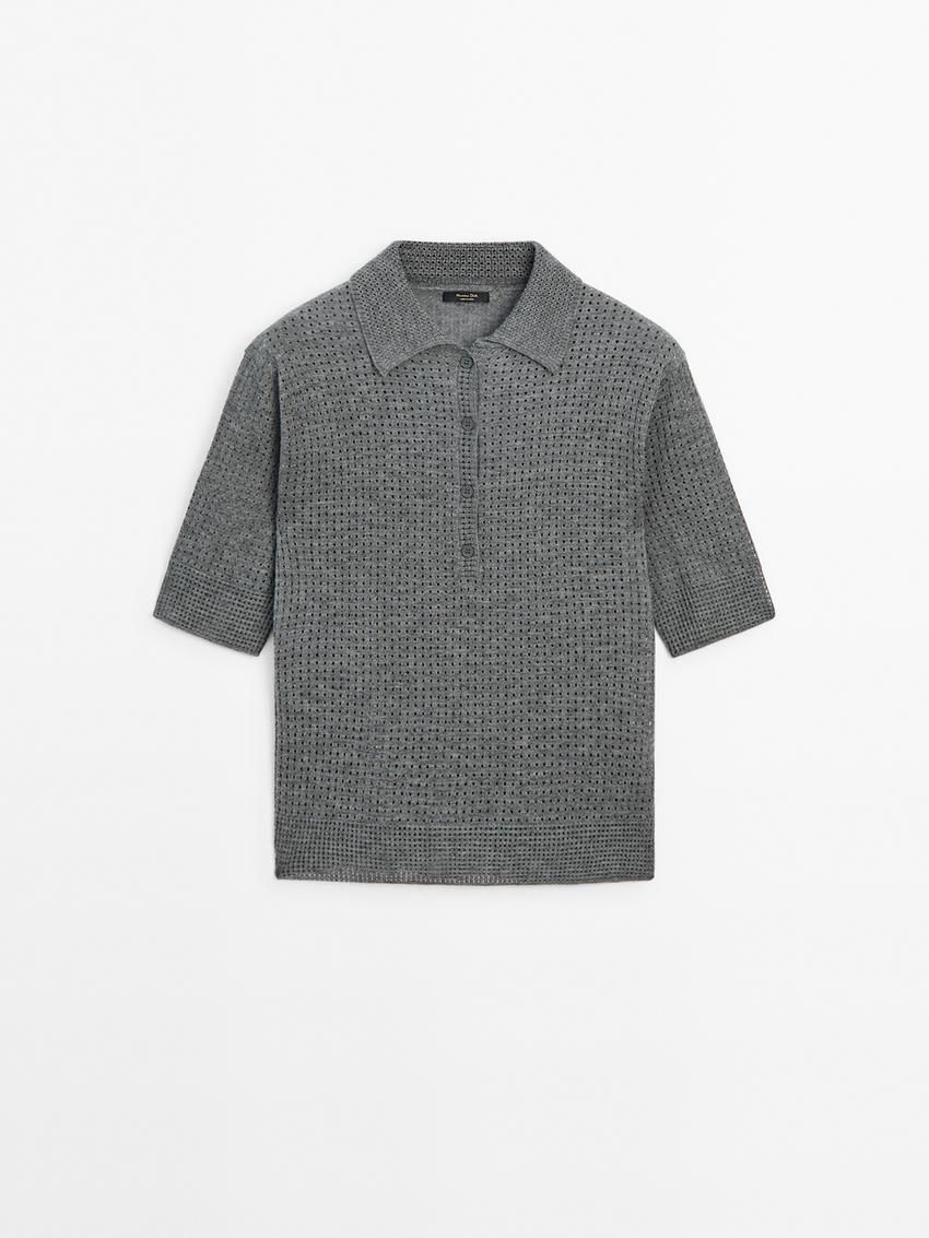 Massimo Dutti Cutwork With Polo Collar Women Sweater Grey | US-KQ8601937