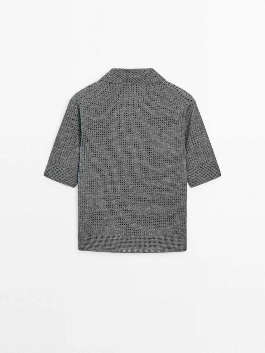 Massimo Dutti Cutwork With Polo Collar Women Sweater Grey | US-KQ8601937