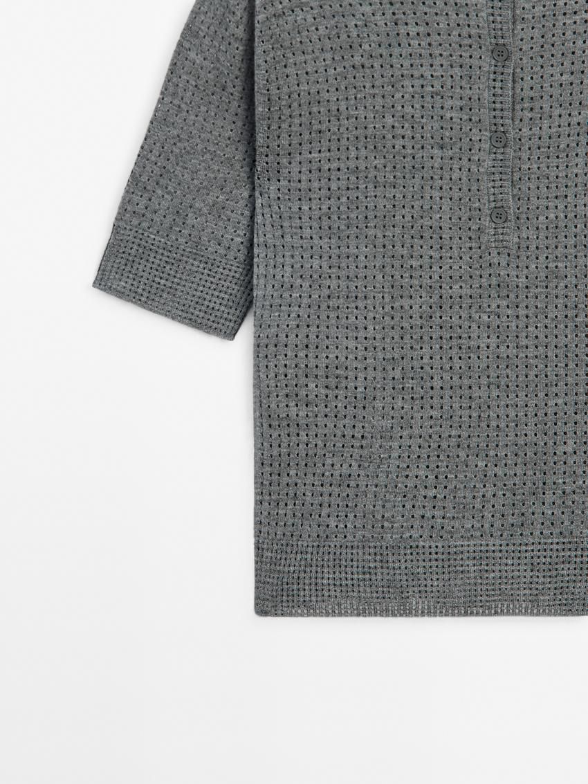 Massimo Dutti Cutwork With Polo Collar Women Sweater Grey | US-KQ8601937