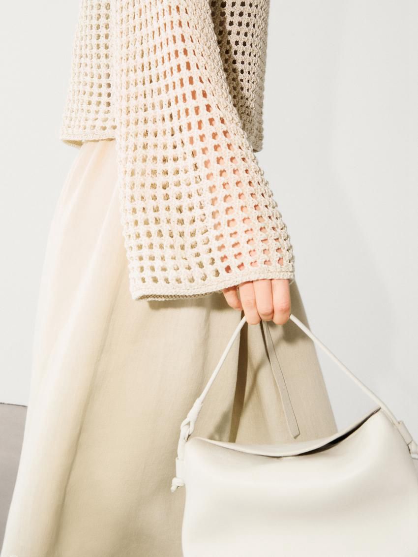Massimo Dutti Cutwork With Wide Sleeves Women Sweater Cream | US-WX7504318