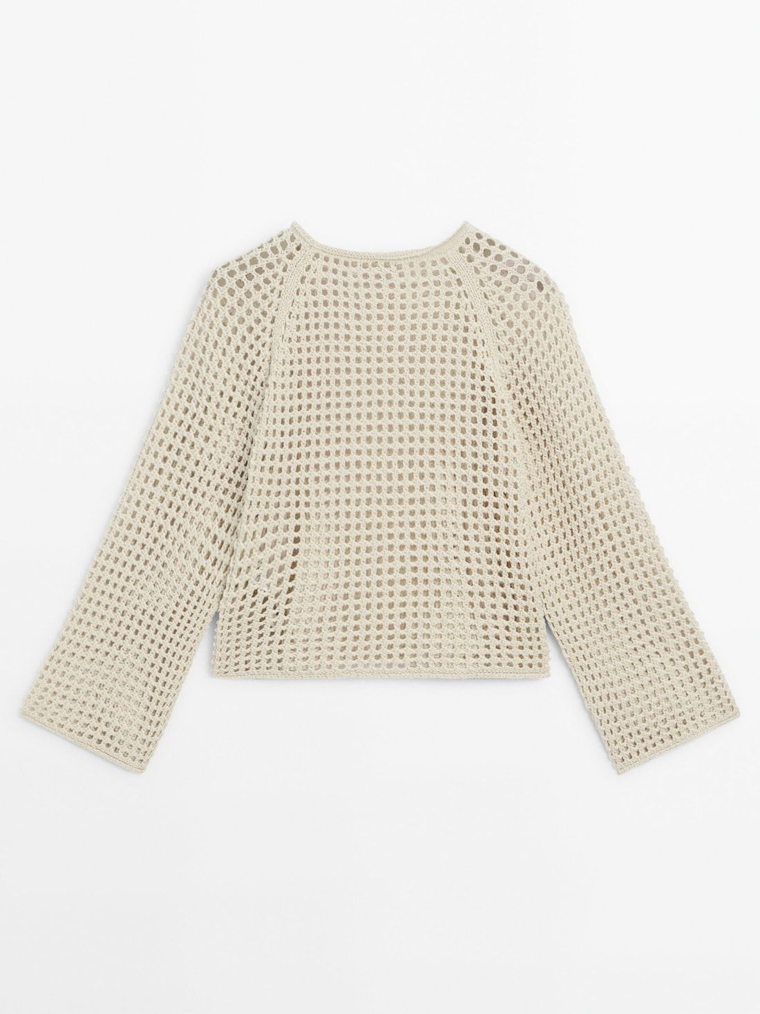 Massimo Dutti Cutwork With Wide Sleeves Women Sweater Cream | US-WX7504318