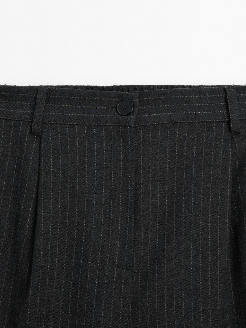 Massimo Dutti Darted Pinstripe Women Trousers Dark Grey | US-CD8432916