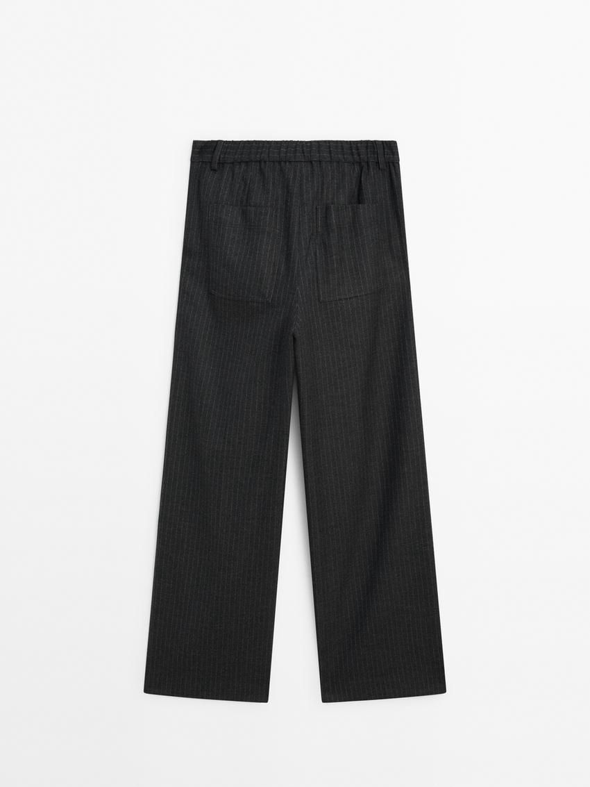 Massimo Dutti Darted Pinstripe Women Trousers Dark Grey | US-CD8432916