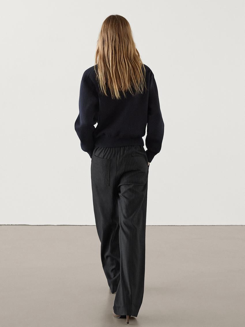 Massimo Dutti Darted Pinstripe Women Trousers Black | US-KO7402593