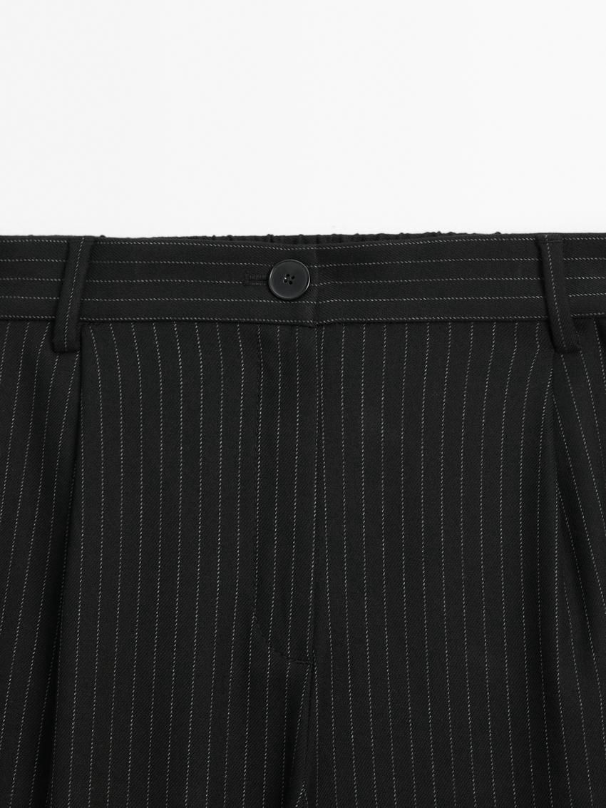 Massimo Dutti Darted Pinstripe Women Trousers Black | US-KO7402593