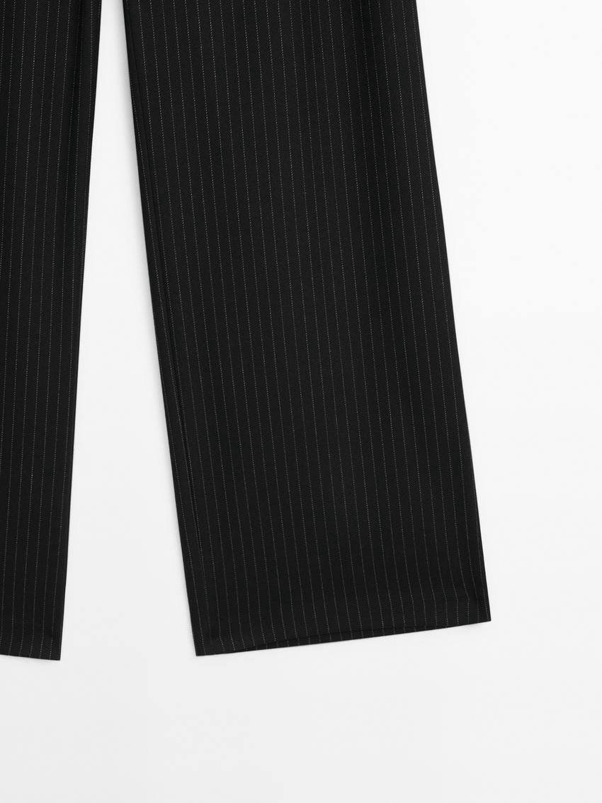 Massimo Dutti Darted Pinstripe Women Trousers Black | US-KO7402593