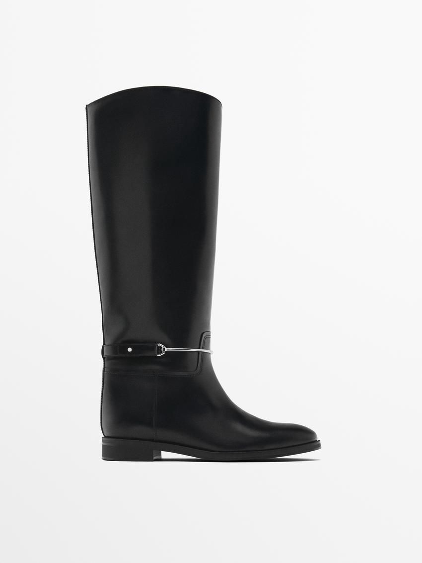 Massimo Dutti Detachable Embellishment Women Riding Boots Black | US-CF2157986