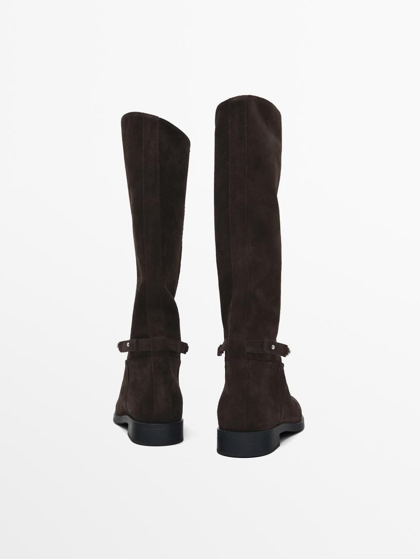 Massimo Dutti Detachable Embellishment Women Riding Boots Dark Brown | US-HP8457320