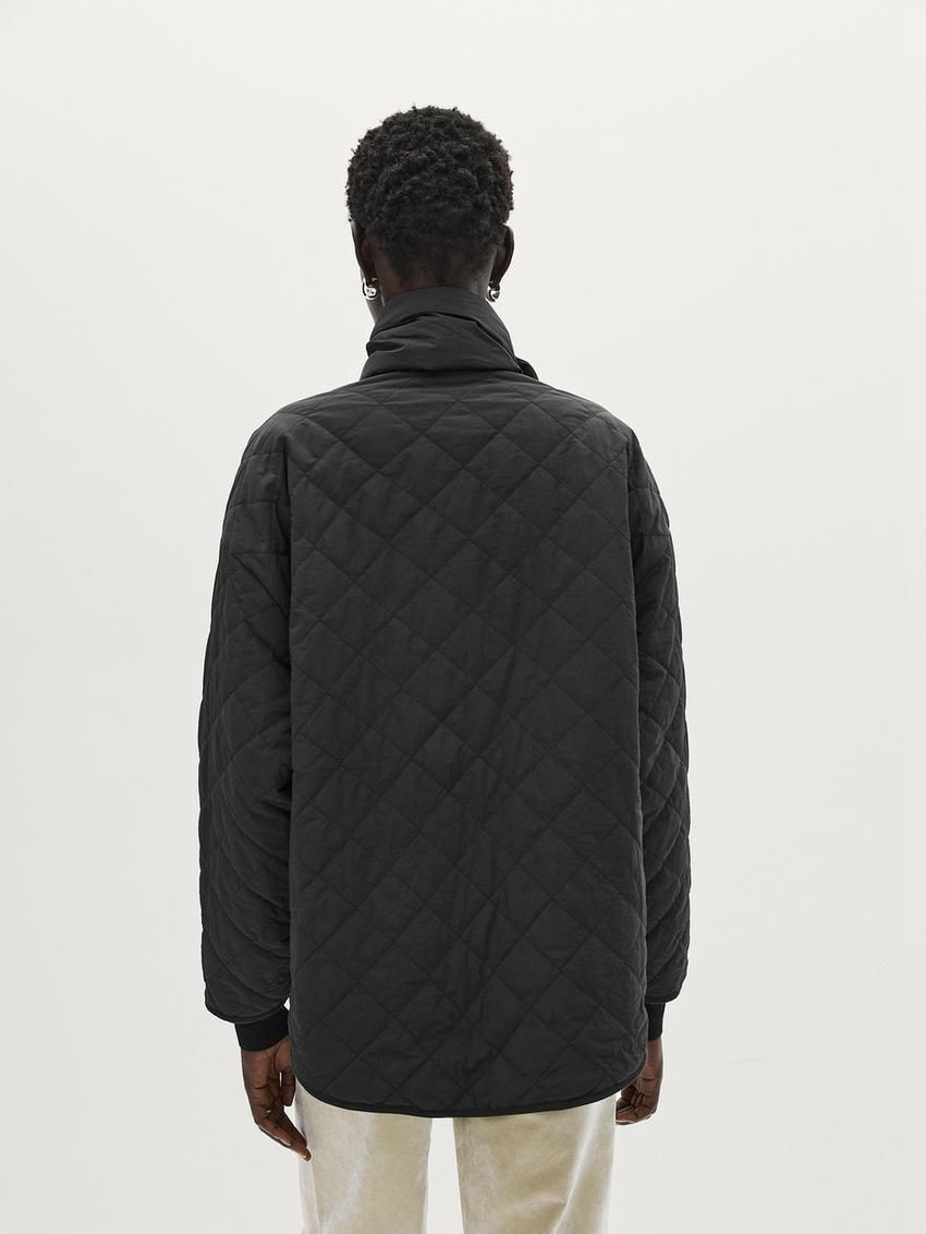 Massimo Dutti Diamond With Scarf Women Quilted Jacket Black | US-GK3648502